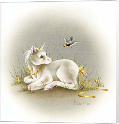 Framed Baby Unicorn Print