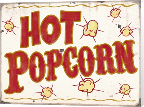 Framed Hot Popcorn Distressed Print
