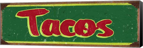 Framed Tacos Dk Green Print