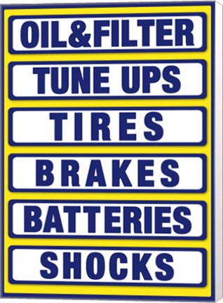 Framed Auto Shop Boards Yellow Blue Print