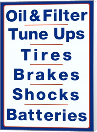 Framed Auto Shop Services Blue On White Print