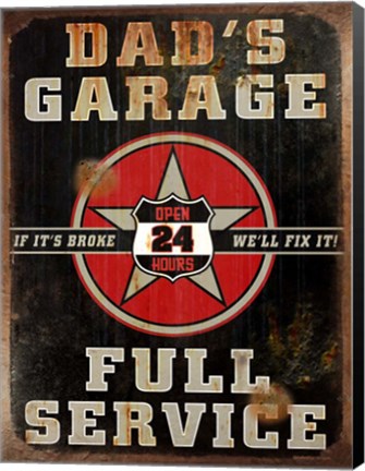 Framed Dads Garage Vert Print