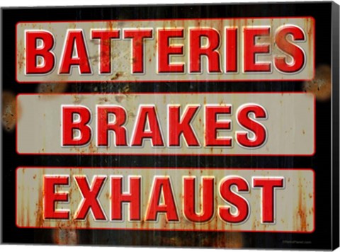 Framed Batteries Brakes Exhaust Print