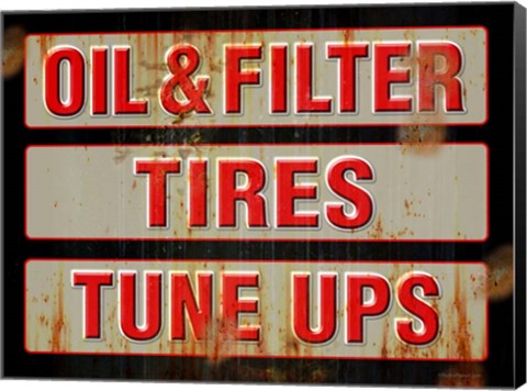 Framed Oil Tires Tuneups Print