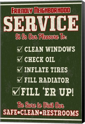 Framed Friendly Service Print