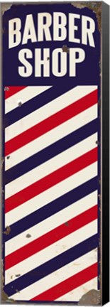 Framed Barber Pole distressed with chips Print