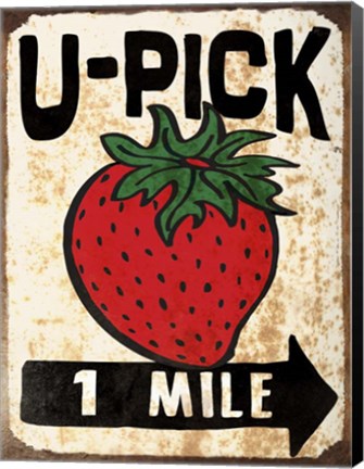 Framed U-Pick Strawberry Print