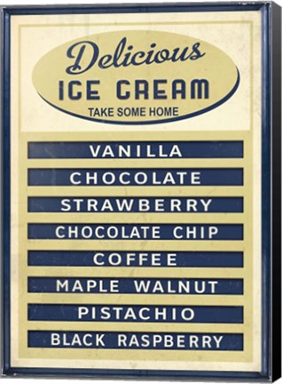 Framed Ice Cream Board -Navy Cream Print