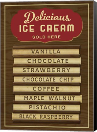 Framed Ice Cream Board -Wood Print