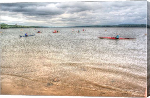 Framed Kayaks On The Hudson Print