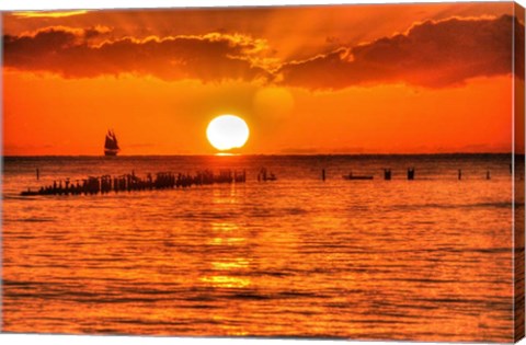 Framed Old Pier Sunset Horizontal Print