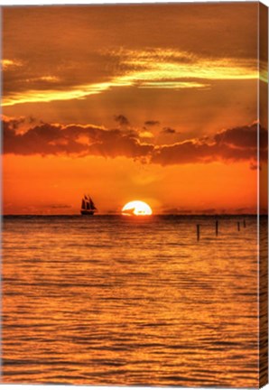 Framed Old Pier Sunset Vertical Print