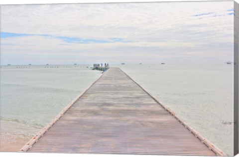 Framed Pier And Shrimper Fleet Print