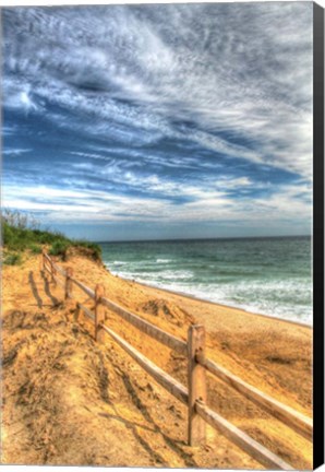 Framed Truro Beach Fence Vertical Print