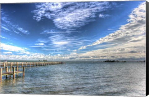 Framed Water Sky One And Half Piers Print