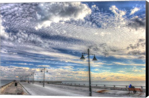 Framed White Street Pier And Sky Print