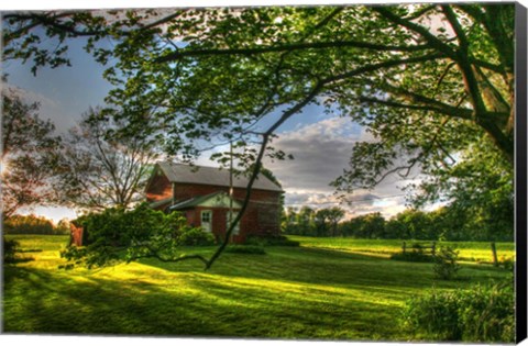 Framed Barn Summer Sunset Print