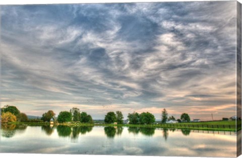 Framed BC Wide Sunset With Pond Print