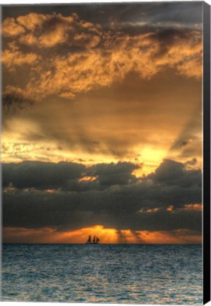 Framed Key West Vertical with Schooner Print