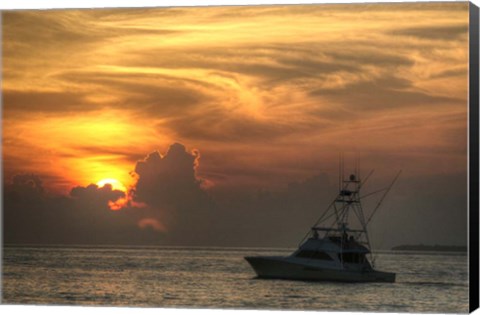 Framed Key West Sport Fisher Sunset Print