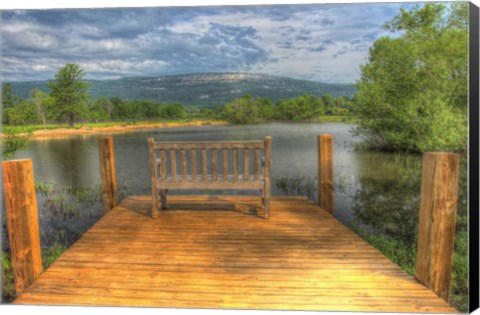 Framed Mountain Dock and Bench I Print