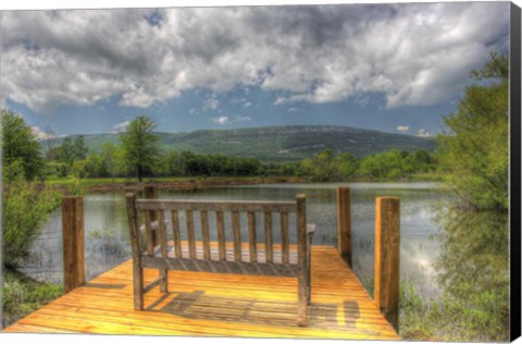 Framed Mountain Dock and Bench II Print