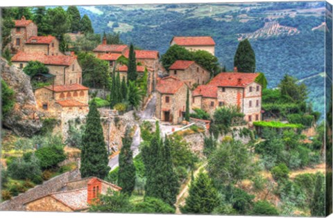 Framed Tuscan Hilltop Town Print