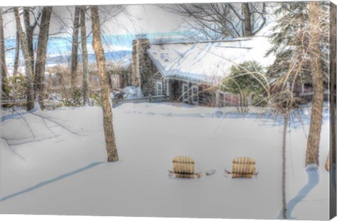 Framed Winter Adirondak Chairs Print