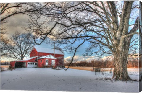 Framed Winter Barn Print