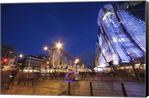 Framed Champs Elysees At Christmas Print