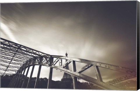 Framed Glimpse of the Eiffel BW Print