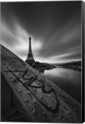Framed Seine &amp; Eiffel BW Print