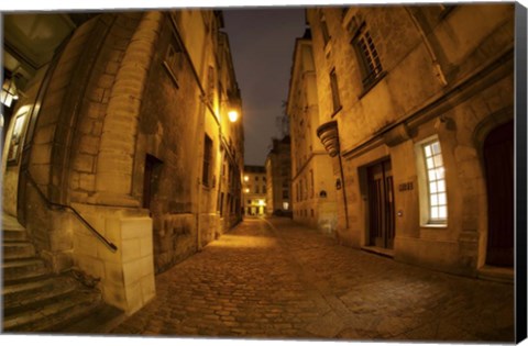 Framed Quite Street at Night Print