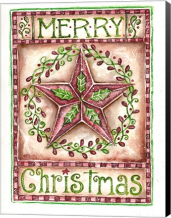 Framed Merry Christmas Holly Star Print