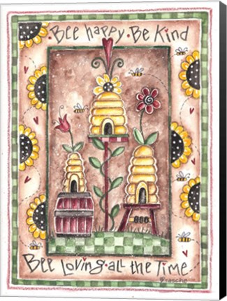 Framed Bee Happy Bee Kind Print