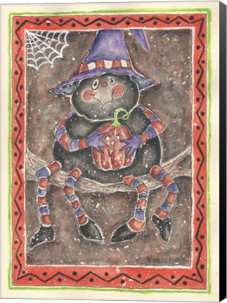 Framed Spider Holding Pumpkin Print