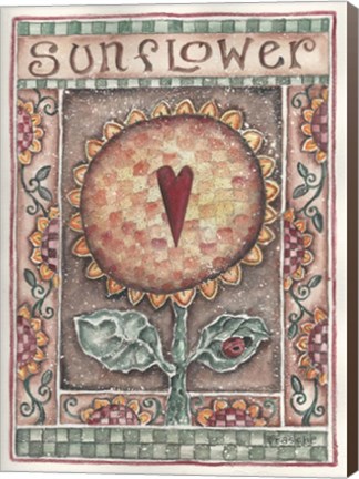 Framed Sunflower with Heart Print