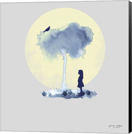 Framed Girl And Her Bird Print