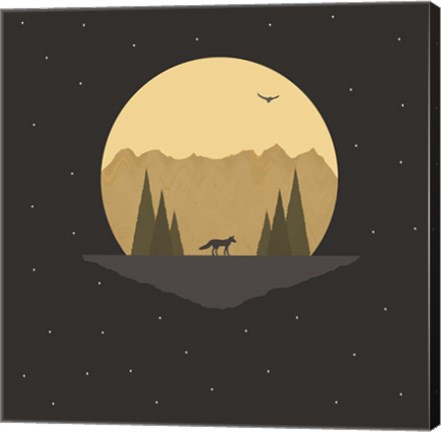 Framed Fox Under the Stars Print