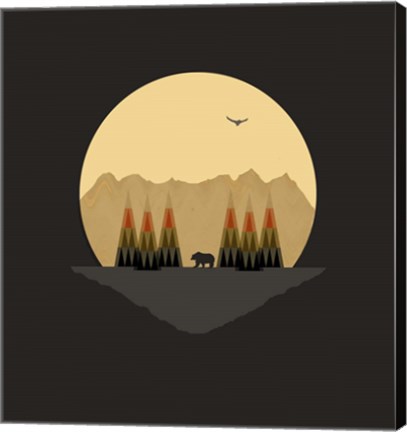 Framed Bear Versus the Mountains Print