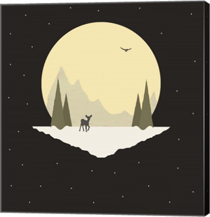 Framed Wintertime Deer Print