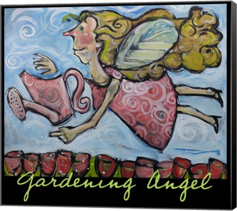 Framed Gardening Angel Poster Print