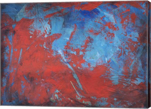 Framed Red on Blue Print