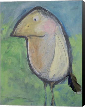 Framed Bird With Found Feather 2 Print