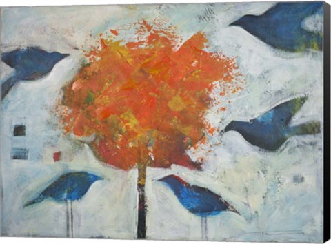 Framed Five Birds And Maple Print