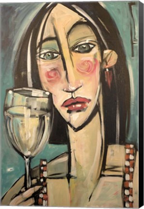 Framed Gingham Girl With Wineglass Print