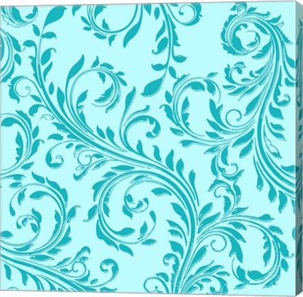 Framed Aqua Teal Damask Print