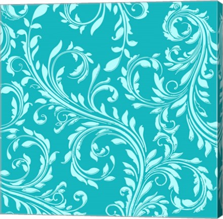 Framed Teal Aqua Damask Print