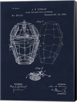 Framed 1883 Mask For Baseball Catcher Print