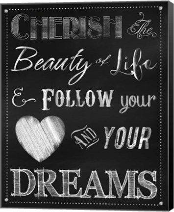 Framed Chalkboard Cherish The Beauty Print